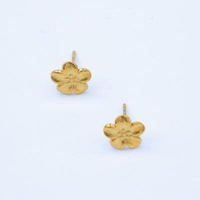 Boucles d&rsquo;oreilles puces fleurs dorées
