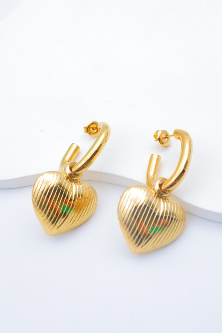 Boucles d'oreilles créoles cœur rayé