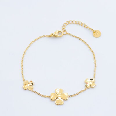 Bracelet floral à 4 pétales doré