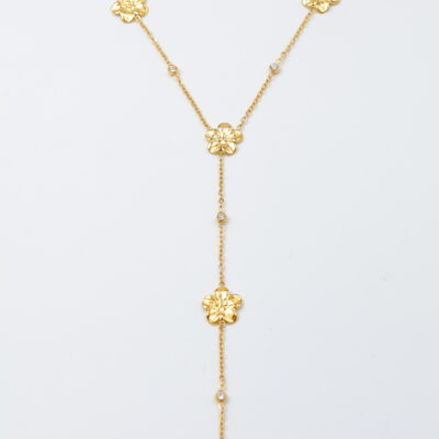 Collier design floral en Y, élégant et durable