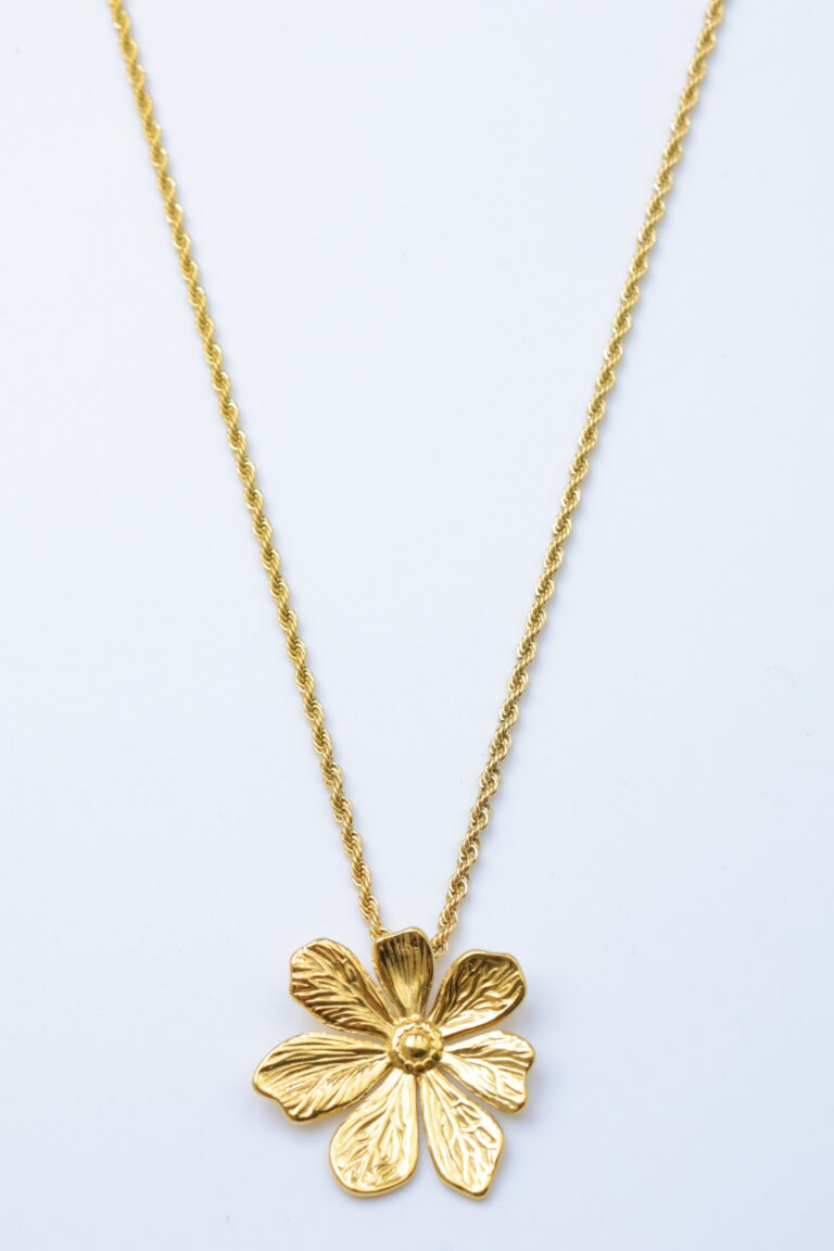 Collier Sautoir Fleur Dorée